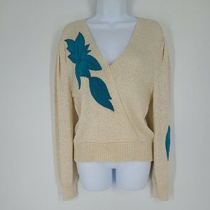 Adolph Schuman Lilli Ann Vintage Sweater Size 12 Holiday Leaves Wool/Rayon